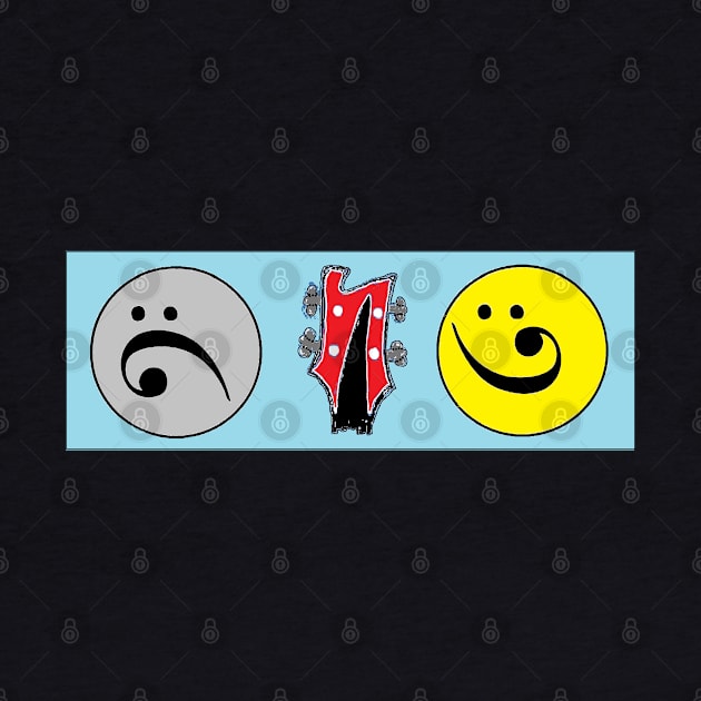 Bass Guitar Clef smiley and sad By LowEndGraphics by LowEndGraphics